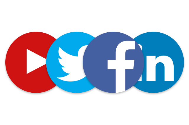 Youtube, Twitter, Facebook and LinkedIn